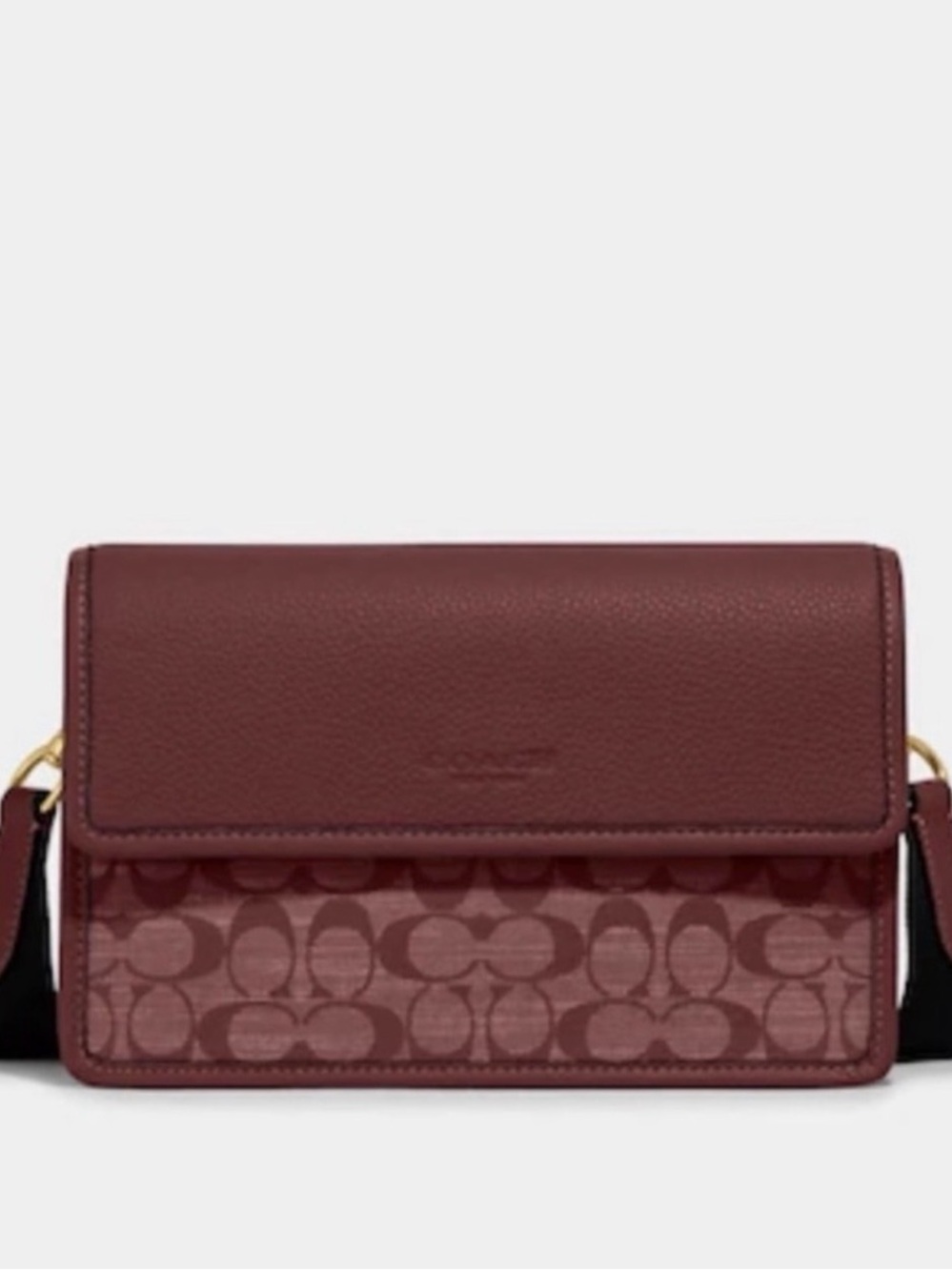 Coach Burgundy Signature Canvas and Leather Crossbody NEW WITH TAGS
